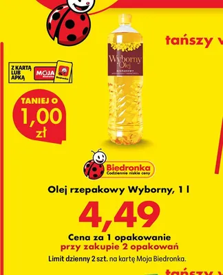 Olej rzepakowy Wyborny promocja w Biedronka