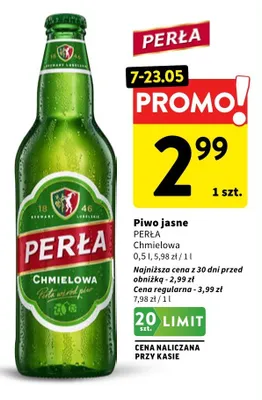 Piwo jasne Perła Chmielowa promocja w Intermarche