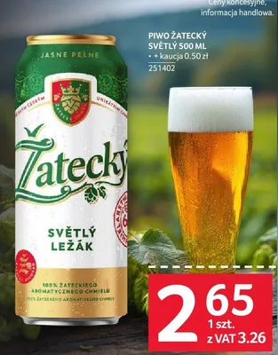 Piwo Żatecky Svetly Lezak 500ML promocja w Selgros