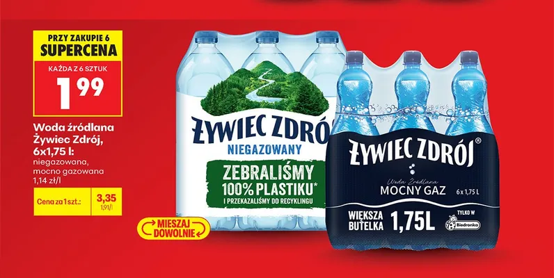 Woda źródlana Żywiec Zdrój mocno gazowana promocja w Biedronka