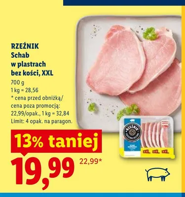 Schab w plastrach bez kości XXL Rzeźnik promocja w Lidl