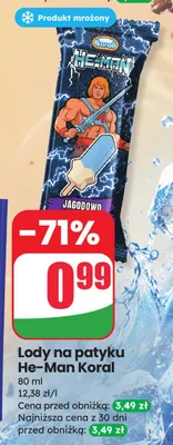 Lody na patyku He-Man Koral jagodowe promocja w Dino