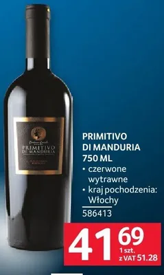 Wino Primitivo di Manduria 750 ml - czerwone wytrawne - kraj pochodzenia: Włochy promocja w Selgros
