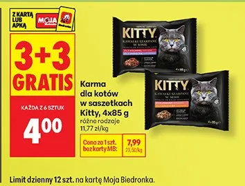 Mokra karma dla kotów w saszetkach Kitty, 4x85g promocja w Biedronka