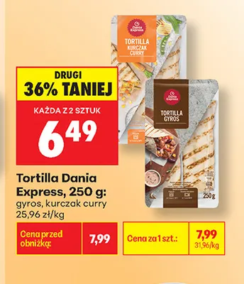 Tortilla gyros Dania Express promocja w Biedronka