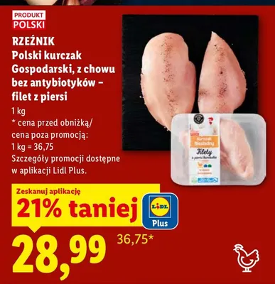 Kurczak Gospordarski, z chowu bez antybiotyków - filet z piersi promocja w Lidl