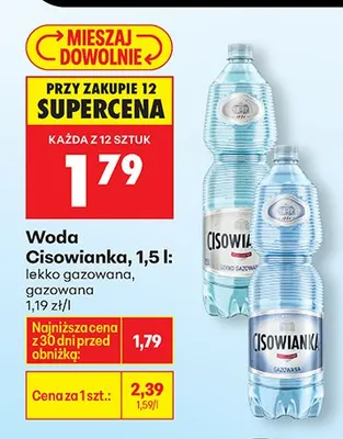 Woda Cisowianka gazowana promocja w Biedronka