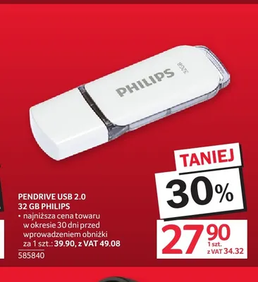 Pendrive USB 2,0 32 Gb Philips promocja w Selgros