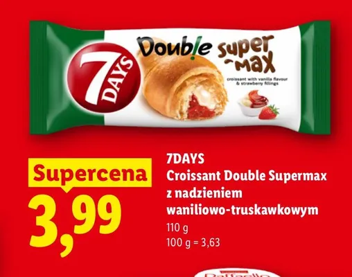 Croissant Double Supermax z nadzieniem waniliowo-truskawkowym 7Days promocja w Lidl