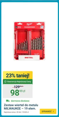 Zestaw wierteł do metalu Milwaukee 19 elementów promocja w ERLI