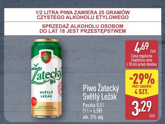 Piwo Žatecký Světlý Ležák promocja w Aldi