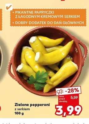 Zielone pepperoni z serkiem promocja w Kaufland