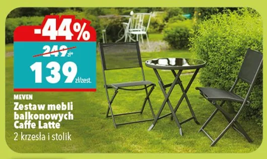Zestaw mebli balkonowych Caffe Latte 2 krzesła i stolik promocja w Biedronka