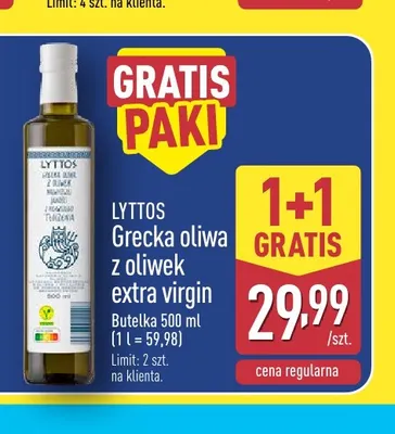 Grecka oliwa z oliwek extra virgin Lyttos promocja w Aldi