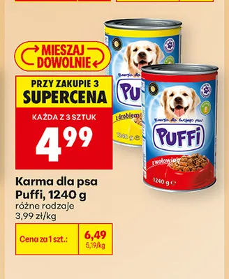 Karma dla psa Puffi z wołowiną promocja w Biedronka