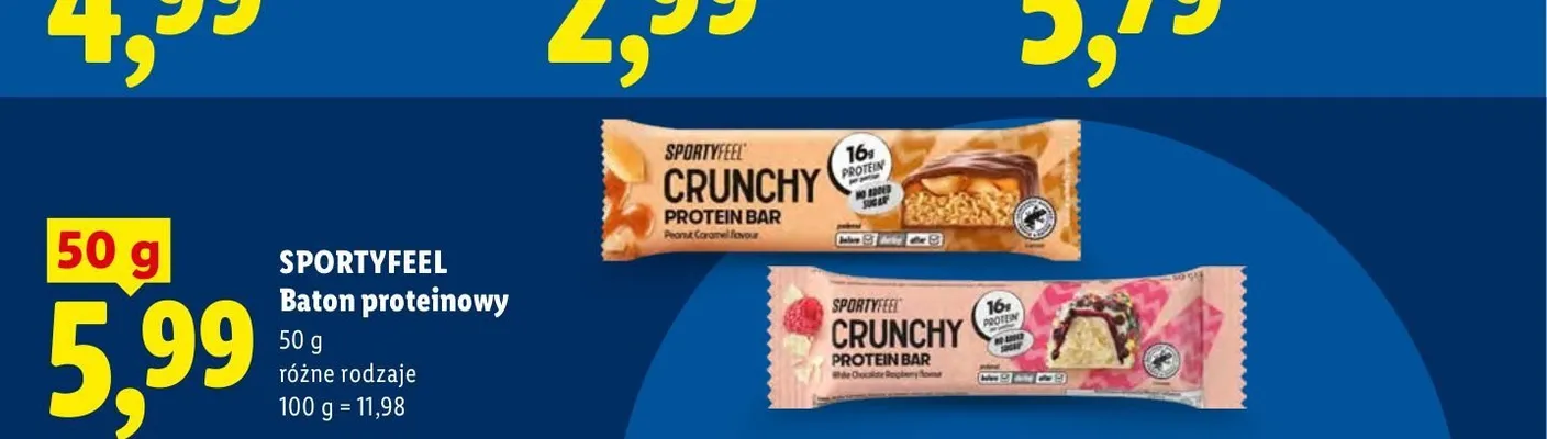 Baton proteinowy Sportyfeel Crunchy White Chocolate Raspberry promocja w Lidl