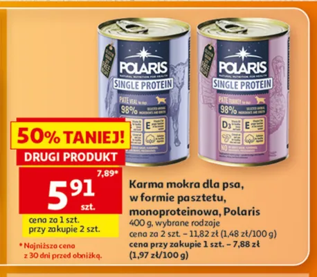 Karma mokra dla psa w formie pasztetu monoproteinowa Polaris Pate Turkey promocja w Auchan