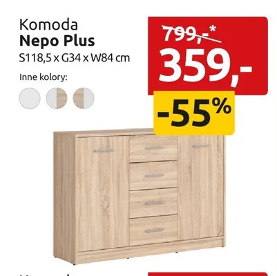 Komoda Nepo Plus S118,5xG34xW84cm promocja w Black Red White