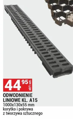 Odwodnienie liniowe kl. A15 1000x130x55mm korytko i pokrywa z tworzywa sztucznego promocja w Merkury Market