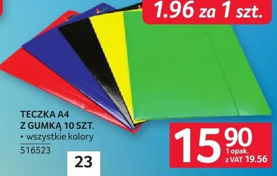 Teczka A4 z gumką 10szt. wszystkie kolory promocja w Selgros