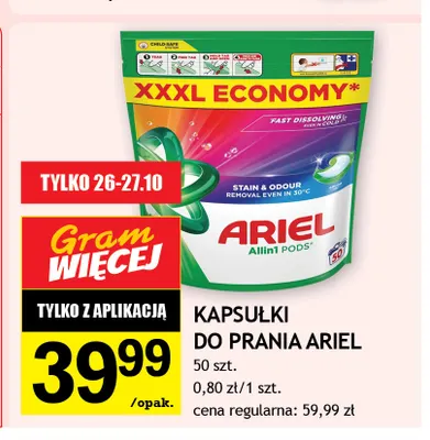 Kapsułki do prania Ariel promocja w Gram Market