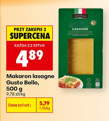 Makaron lasagne Gusto Bello promocja w Biedronka