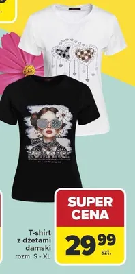 T-shirt z dzianiny damski promocja w Carrefour