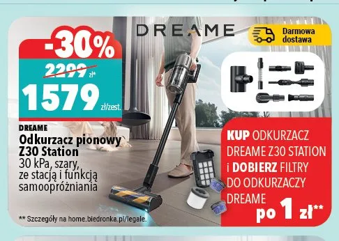 Odkurzacz pionowy Dreame Z30 Station promocja w Biedronka Home