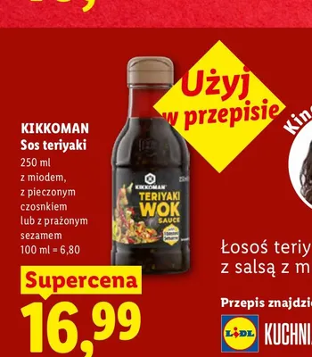 Sos teriyaki Kikkoman z pieczonym czosnkiem promocja w Lidl