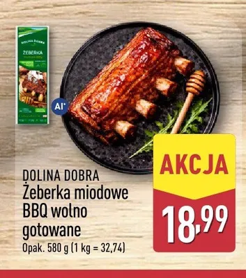 Żeberka miodowe BBQ wolno gotowane Dolina Dobra promocja w Aldi