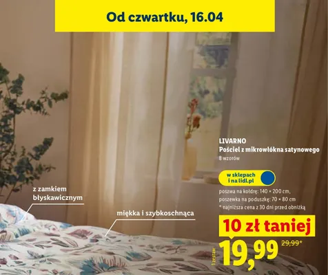 Pościel z mikrowłókna satynowego 140x200 cm + 70x80 cm promocja w Lidl