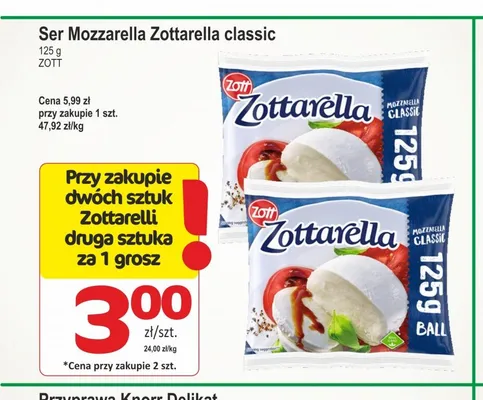 Ser Mozzarella Zottarella Classic promocja w Marketvita