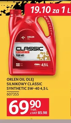 Olej silnikowy Classic Synthetic 5W-40 Orlen Oil promocja w Selgros