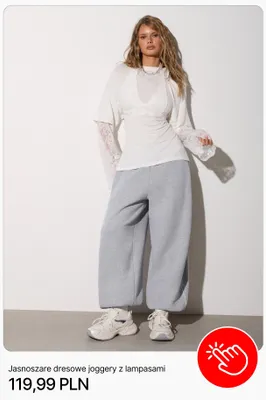 Jasnoszare dresowe joggery z lampasami Cropp promocja w Cropp