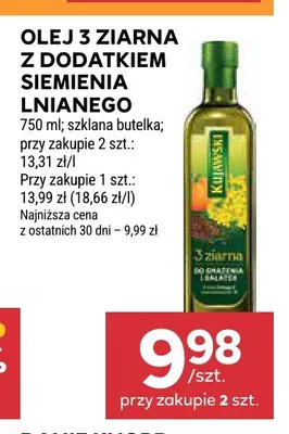 Olej rzepakowy 3 ziarna z dodatkiem siemienia lnianego Kujawski promocja w Stokrotka