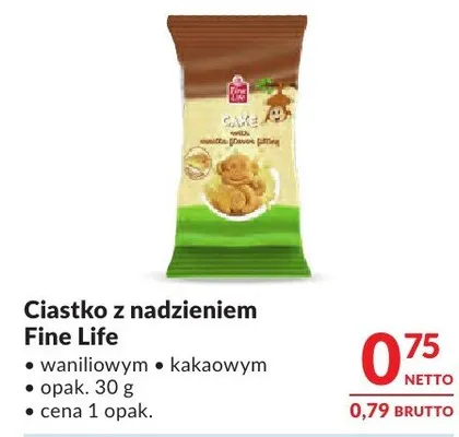 Ciastko z nadzieniem Fine Life waniliowym kakaowym promocja w Makro