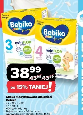 Mleko modyfikowane dla dzieci 2 2R 3 3R Junior+ promocja w Netto