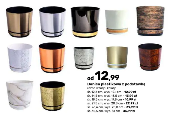 Donica plastikowa z podstawką wys. 13,5 cm promocja w Bricomarche
