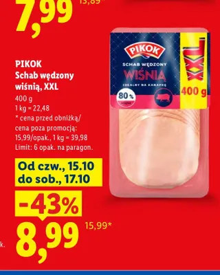 Schab wędzony wiśnią XXL Pikok promocja w Lidl
