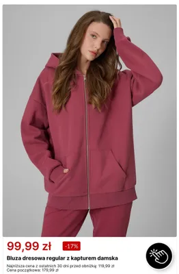 Bluza dresowa regular z kapturem damska promocja w 4F