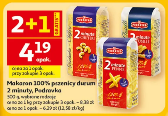 Makaron 100% pszenicy durum 2 minuty promocja w Auchan