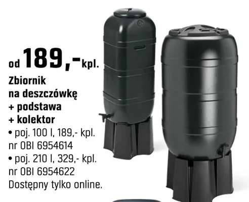 Zbiornik na deszczówkę + podstawa + kolektor 100l promocja w OBI