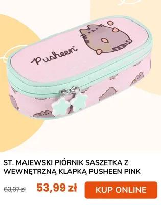 Piórnik saszetka z wewnętrzną klapką Pusheen Pink St. Majewski promocja w taniaksiazka.pl