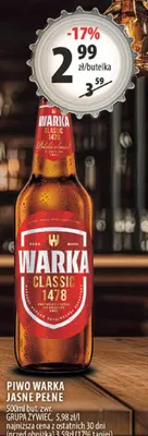 Piwo Warka Jasne Pełne promocja w Arhelan