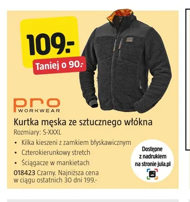 Kurtka męska ze sztucznego włókna Pro Workwear promocja w Jula