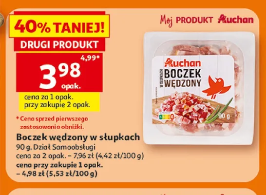 Boczek wędzony w słupkach Auchan promocja w Auchan