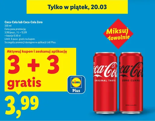 Napój Coca-Cola Original Taste, 330 ml 3+3 GRATIS promocja w Lidl