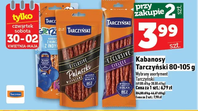 Kabanosy Tarczyński Exclusive Wieprzowe promocja w TOPAZ