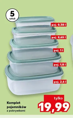 Komplet pojemników z pokrywkami 5-pak promocja w Kaufland