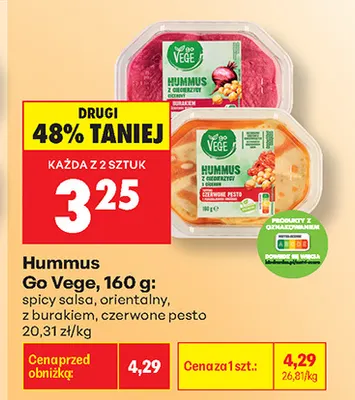 Hummus orientalny Go Vege promocja w Biedronka